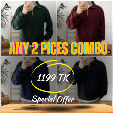 Any 2 Pices Combo Half Zip Ribbed Sweatshirt