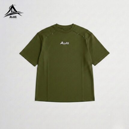 Oversized Stitch Line Tee-OLIVE