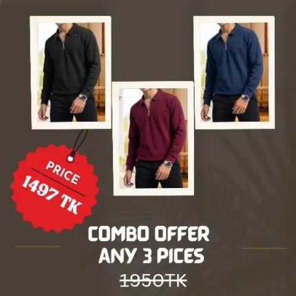 Any 3 Pices Combo Half Zip Ribbed Sweatshirt
